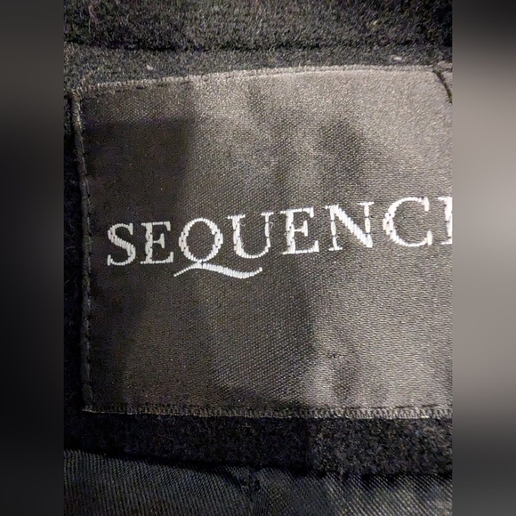 SEQUENCE Women's Black Wool Embroidery Trim Full Length Winter Coat Sz 12/14 - Picture 8 of 9